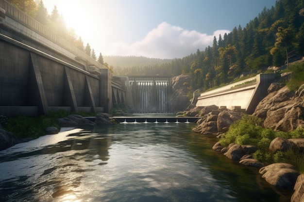 Hydroelektrischer Damm nutzt die Kraft von Flüssen für Energie