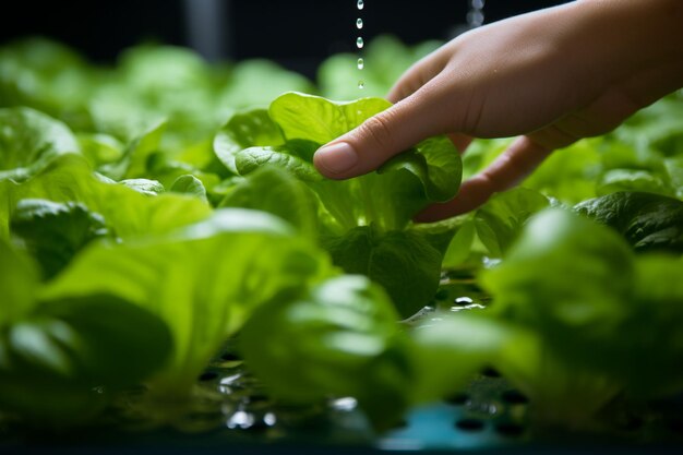 Foto hydrokultur-gartenpflege die hände der landwirte kümmern sich um pflanzen, die gesundheitsbewusstsein verkörpern