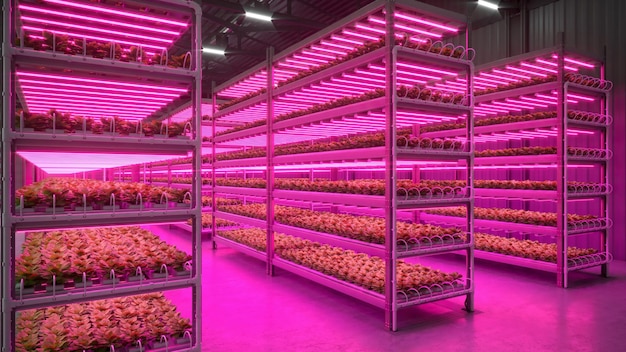Hydroponische Indoor-Gemüsepflanzenfabrik. Ausstellungsraum Lagerhaus Hydroponik