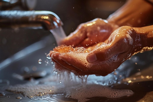 Hygiene-Routine mit gründlich mit Seife gewaschenen Händen