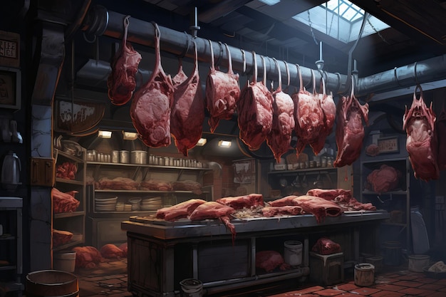 Hygienic tiendas de estantes de carne Generar Ai