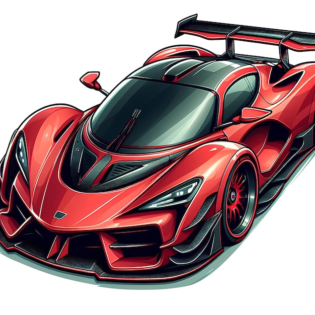 hypercar vermelho em estilo de desenho animado fundo branco