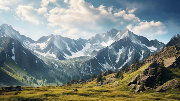 Hyperdetaillierte High Alpine Landscape Tapete im Unreal Engine 5-Stil