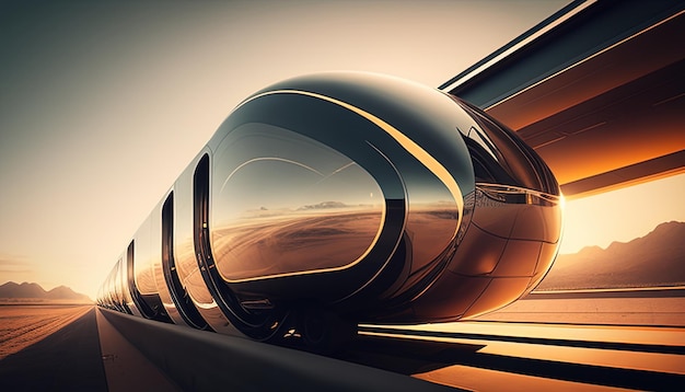 Hyperloop futuristischer Hintergrund digitale Kunstillustration Generative KI