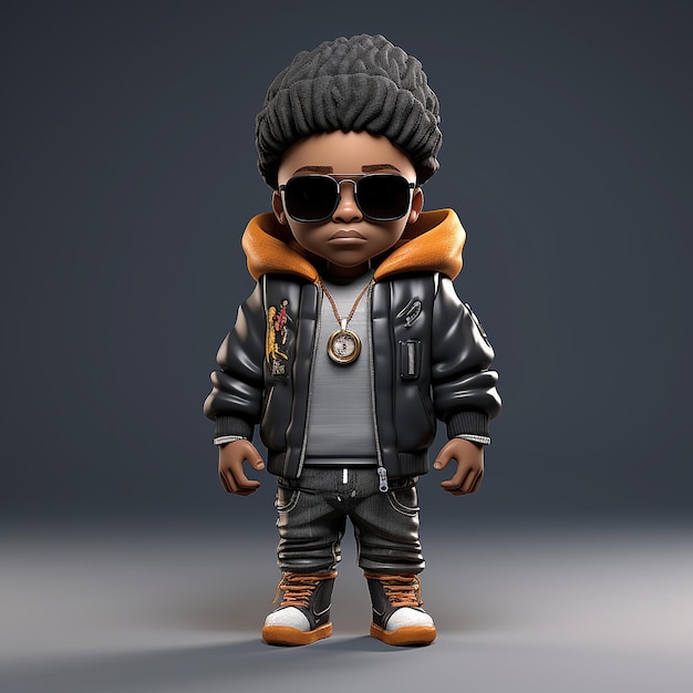 Hyperreal 12K Gritty Hip Hop Chibi UltraDetailed Personagem 3D com Renderização de Octano
