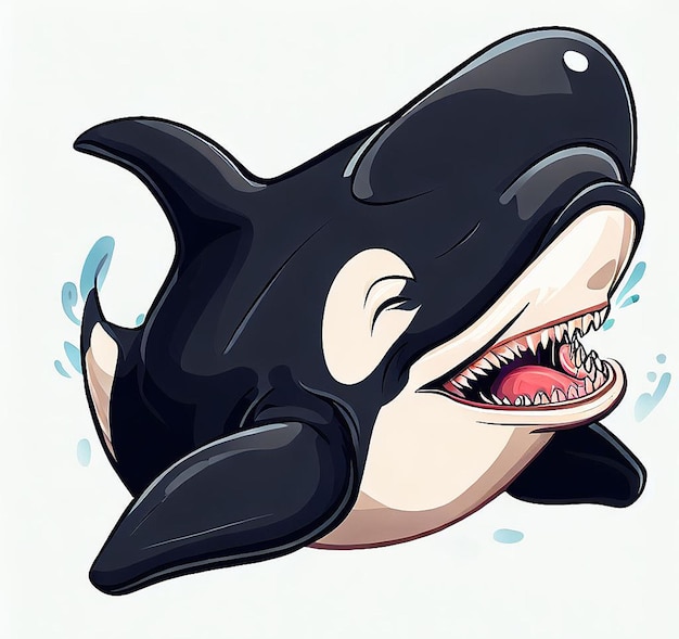 Hyperrealistisch majestätisches großes Wildtier Orka Killerwal schwimmendes blaues Meer