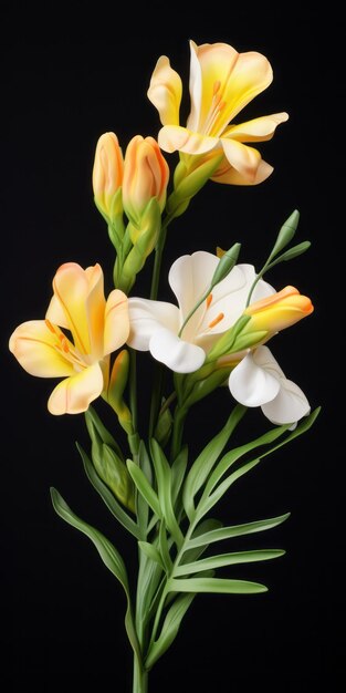 Hyperrealistische Freesia-Skulptur mit hohem Kontrast