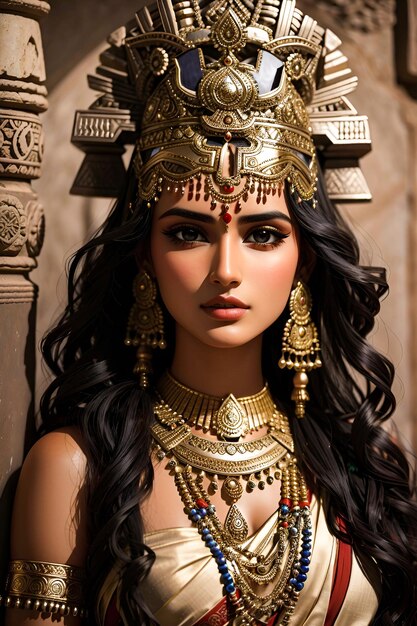 Foto hyperrealistische indische alte göttin