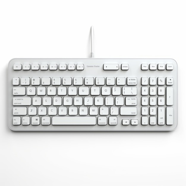 Hyperrealistische weiße Tastatur in voller Größe für Mac-Computer