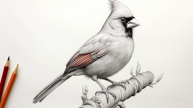Foto hyperrealistische zeichnung des kardinals mit sorgfältiger präzision