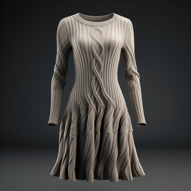 Hyperrealistisches 3D-Modell von fließenden Linienstrickkleid