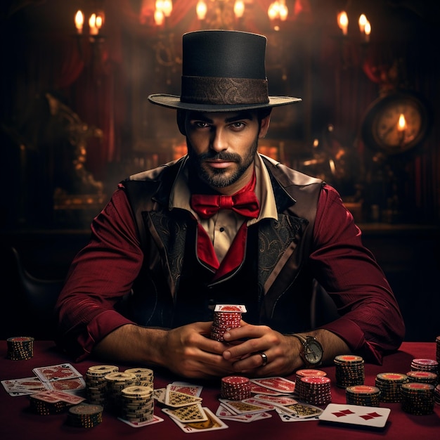 Foto hyperrealistisches casino-glücksspiel mit spielkarten-chips und würfeln goldmünzen casino-hintergrund