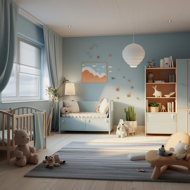 Hyperrealistisches Design im Inneren des Baby-Boy-Zimmers