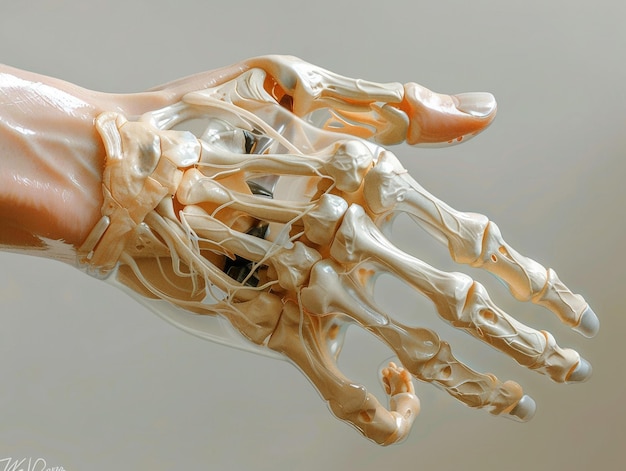 Hyperrealistisches durchsichtiges Knochenmark in Handgelenk und Rippen Nahaufnahme sauber scharf kein Kontrast superdetailliert