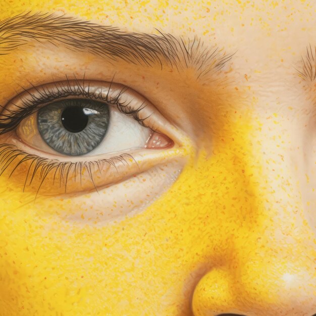 Hyperrealistisches Nahaufnahmeporträt mit explosiver Pigmentierung und Pointillismus