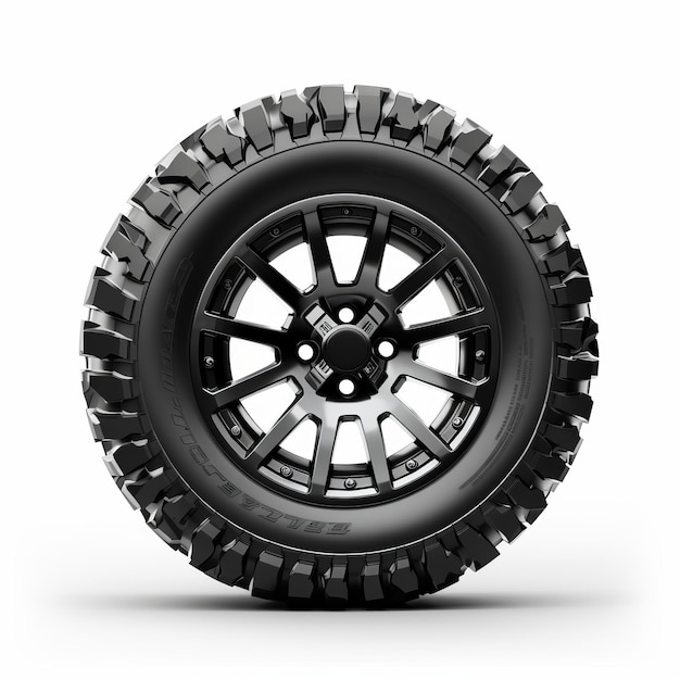 Hyperrealistisches Offroad-Reifen-Design auf weißem Hintergrund