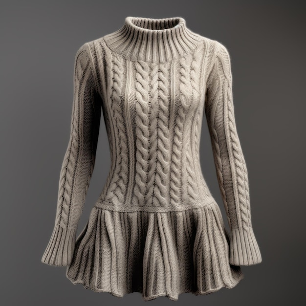 Hyperrealistisches Strickkleid Vray Trace Sepia Ton gotische Untertöne