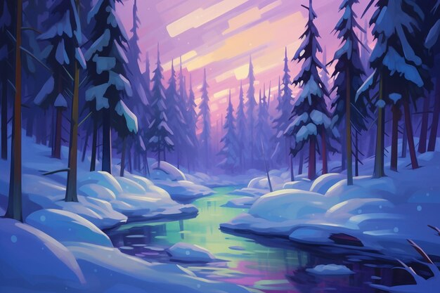 hypnotisierende Nordlichter in einer verschneiten Landschaft