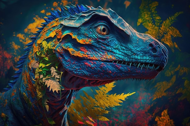 Hypsilophodon colorido dinosaurio peligroso en la exuberante naturaleza prehistórica por IA generativa