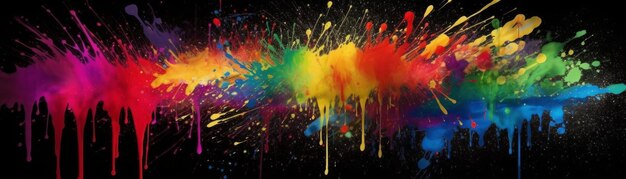 IA de banner horizontal Rainbow Splatter gerada