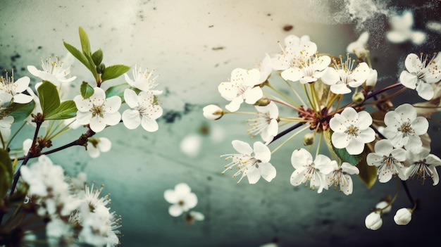 IA de fundo de borda floral de primavera gerada