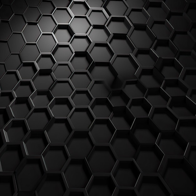 Foto ia de geração de imagem de fundo preto hexagonal em relevo