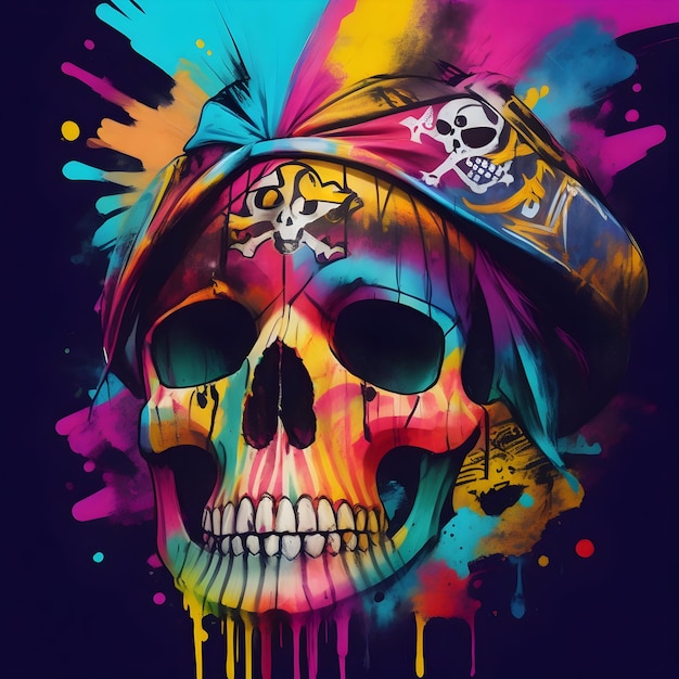 IA de vários padrões de ilustração colorida de graffiti de A SKULL FACE