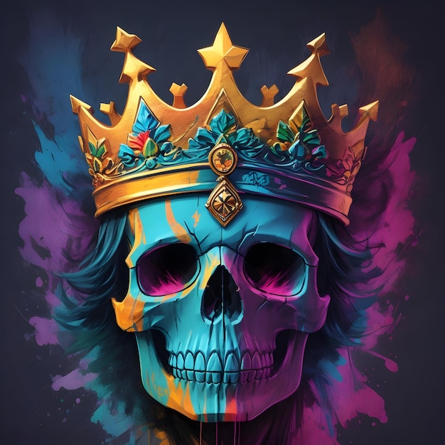 IA de vários padrões de ilustração colorida de graffiti de A SKULL FACE