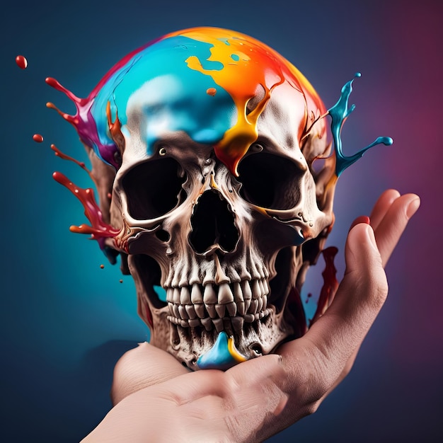 IA de vários padrões de ilustração colorida de graffiti de A SKULL FACE