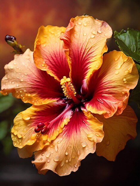 Foto la ia de dewy hibiscus generada por