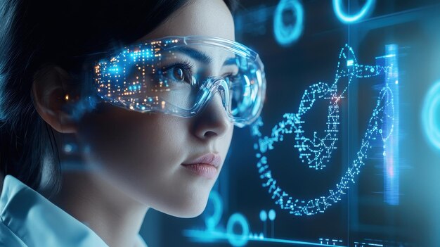 IA futurista en el laboratorio de genómica con tecnología avanzada de secuenciación de ADN