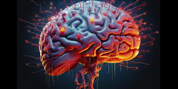 IA generada AI Generativa AI inteligencia artificial cerebro cabeza mente syntwave estilo futuro edicat