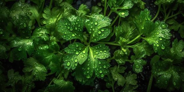 IA generada IA generativa verde eco orgánica salud cilantri ensalada hierbas decoración salud