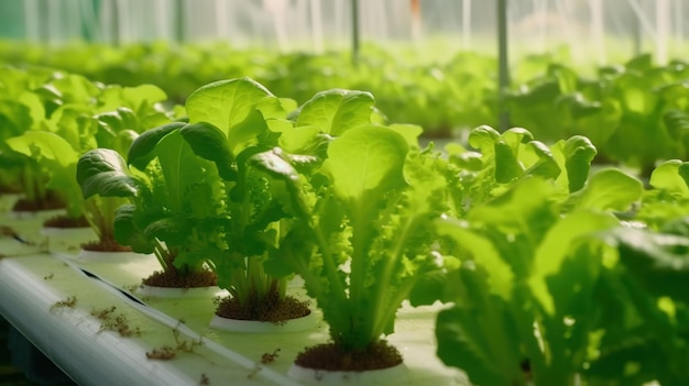 IA generativa Alface macro ilustração fotorrealista plantas agrícolas