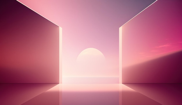 IA generativa Bela paisagem de cena gradiente com papel de parede horizontal de cor rosa claro