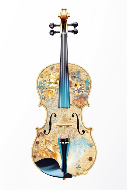 IA generativa belo instrumento musical violino broche pedra opala e paleta de cores dourada