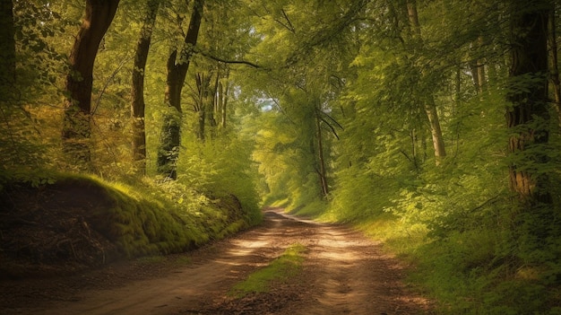 IA generativa un bosque y un camino rural