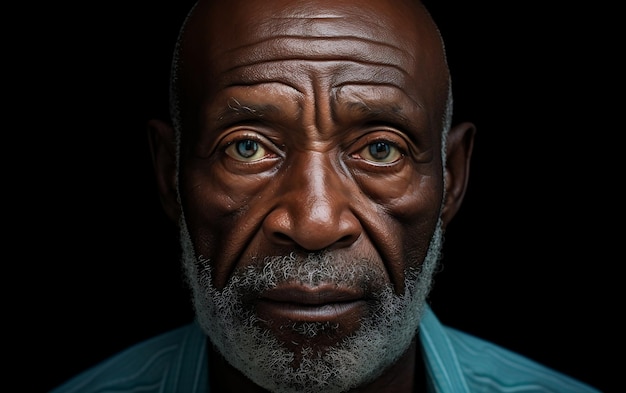 IA generativa de caballero negro anciano de ojos sabios