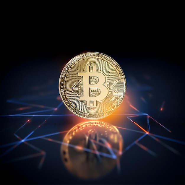 IA generativa de cadena de bloques de monedas de oro bitcoin