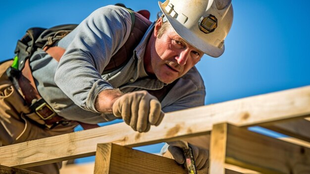 IA generativa y un carpintero construyendo una casa