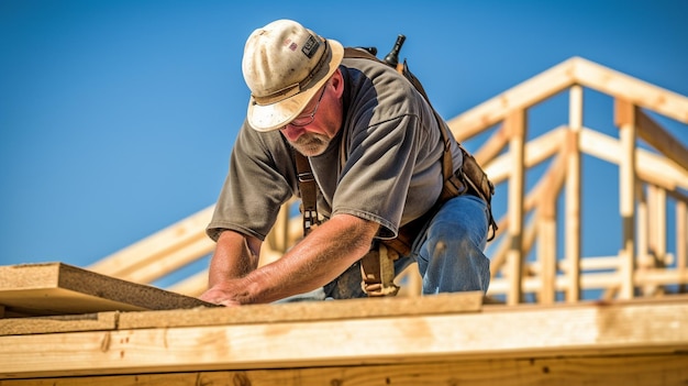 IA generativa y un carpintero construyendo una casa