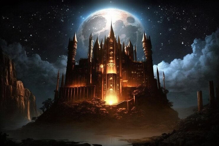 Una IA generativa de un castillo mágico de fantasía
