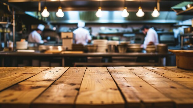 IA generativa cocineros ocupados trabajando en la cocina del restaurante fondo borroso