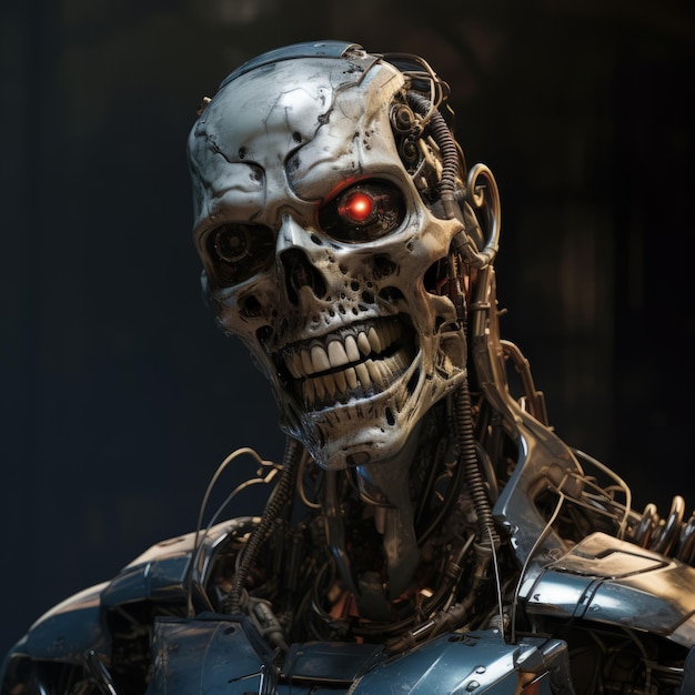 Una IA generativa Cyborg amigable extremadamente feliz
