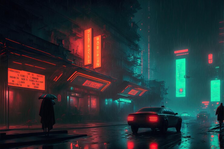 Foto ia generativa da cidade cyberpunk