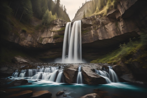 IA generativa da natureza da paisagem da cachoeira