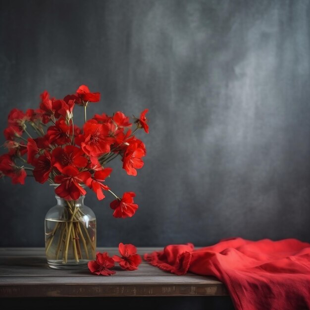 IA generativa de arranjo de flores vermelhas de mesa