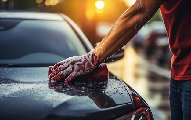 IA generativa de carro de limpeza de homem