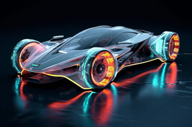 IA generativa de carro esportivo neon futurista