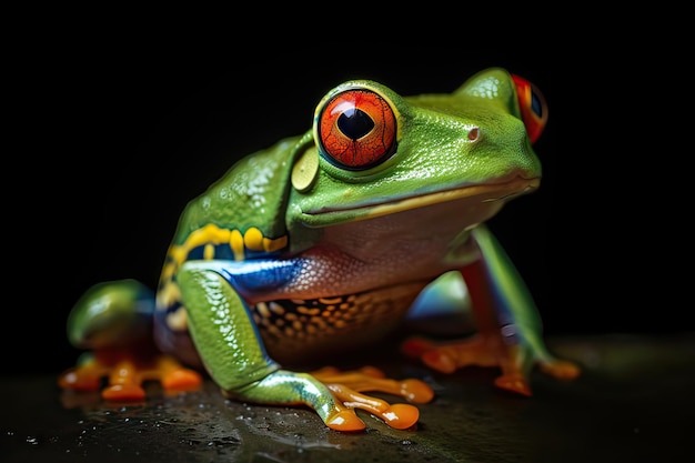 IA generativa de close-up de perereca de olhos vermelhos